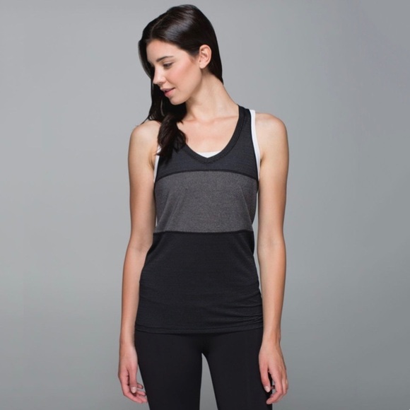 Lululemon Pedal To The Medal Singlet Tank Top, Black / Heathered‎ Black (Sz 4) - Picture 2 of 11